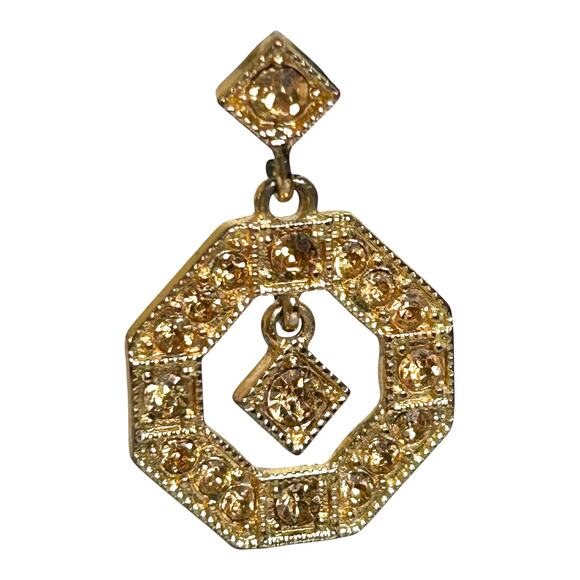 Vintage Monet Gold Tone Rhinestones Dangle Earrings Hard to Find Earrings - Picture 5 of 7